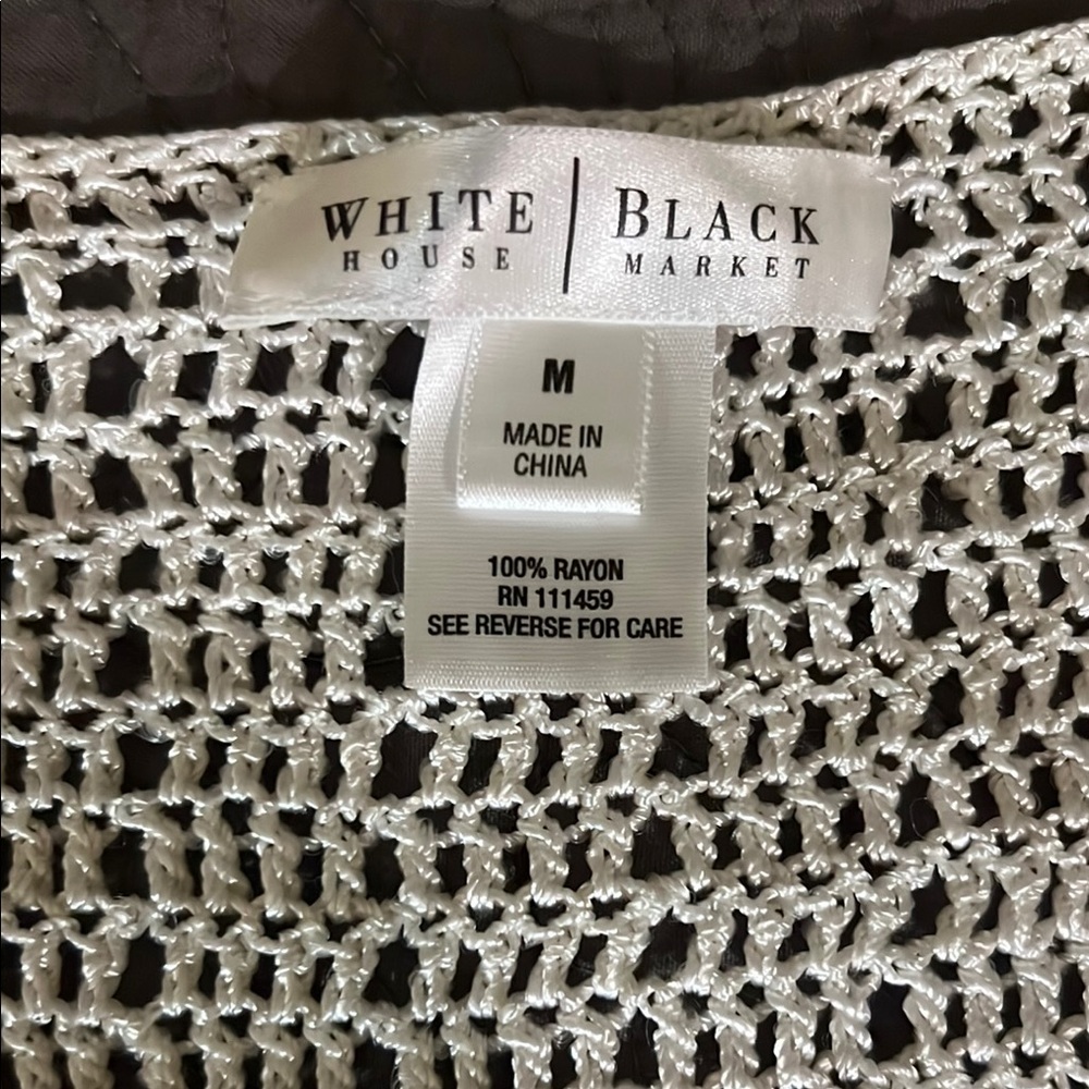 White House Black Market Cream Crochet Top - Picture 2 of 5